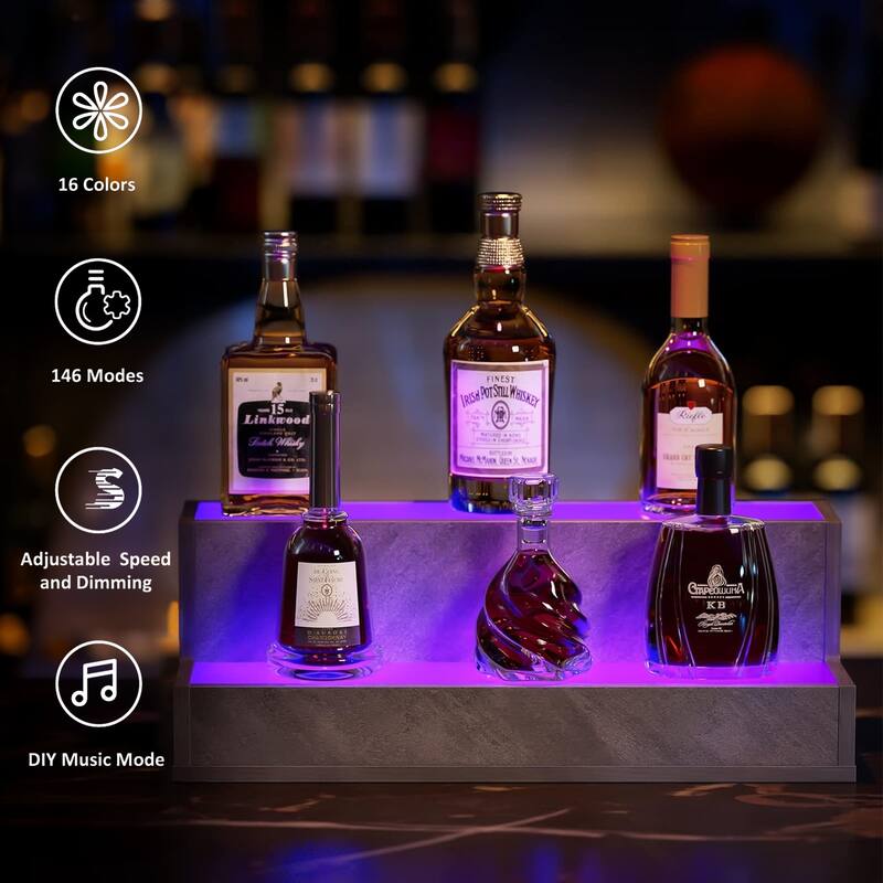 GDF Studio - Luminex Modern LED Bottle Display Shelf with App Control