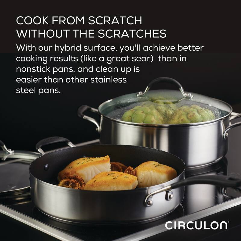 Circulon Stainless Steel Sauté Pan with Lid and SteelShield Hybrid