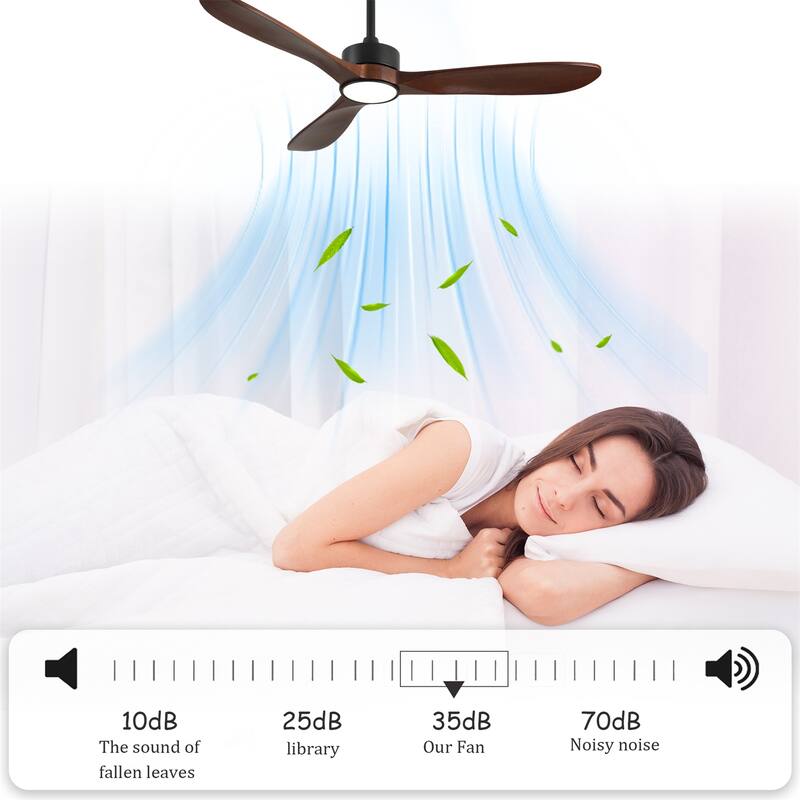 52" Ceiling Fan with Light and Remote Control, 6-speed Reversible DC Motor
