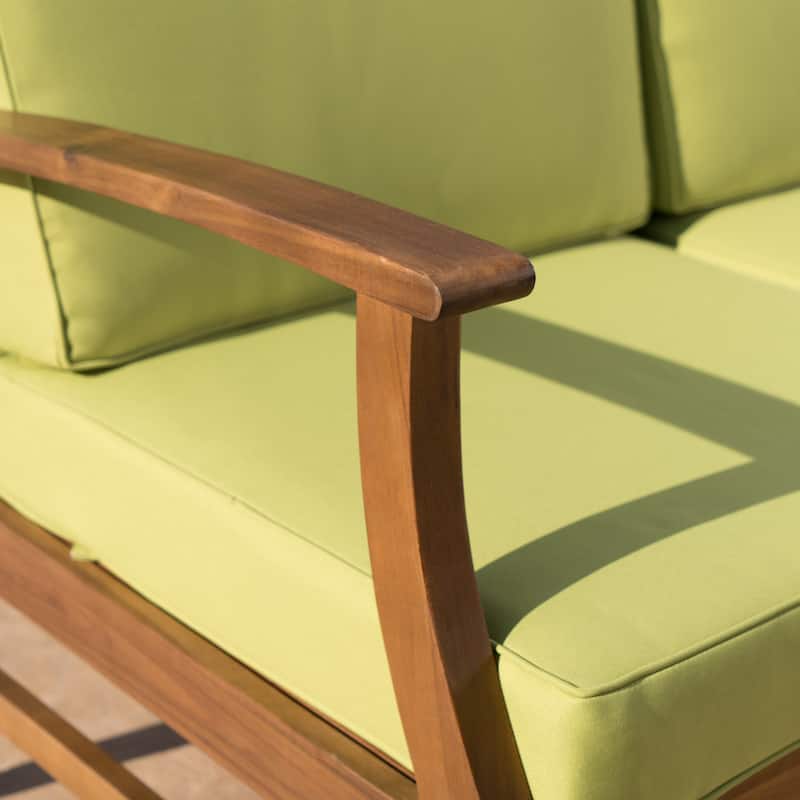 Havana Outdoor 4-seater Wood Chat Set with Fire Table by Christopher Knight Home