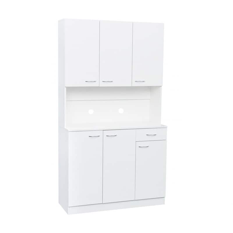 70.87" Tall Wardrobe& Kitchen/ Entryway Cabinet, with 6-Doors, 1-Open Shelves and 1-Drawer for Bedroom, Entryway and Dining Room