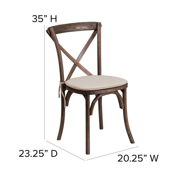 2 Pk. Stackable Wood Cross Back Chair with Cushion - Bed