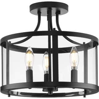 Gilliam Collection 13 in. Three-Light Matte Black New Traditional Semi-Flush Mount - 13 in x 13 in x 12.12 in
