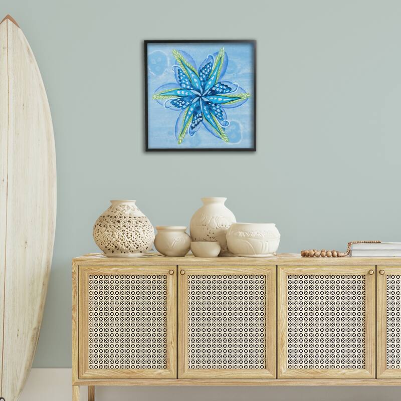 Stupell Star Shaped Abstract Flower Framed Giclee Art Design By Liz Jardine