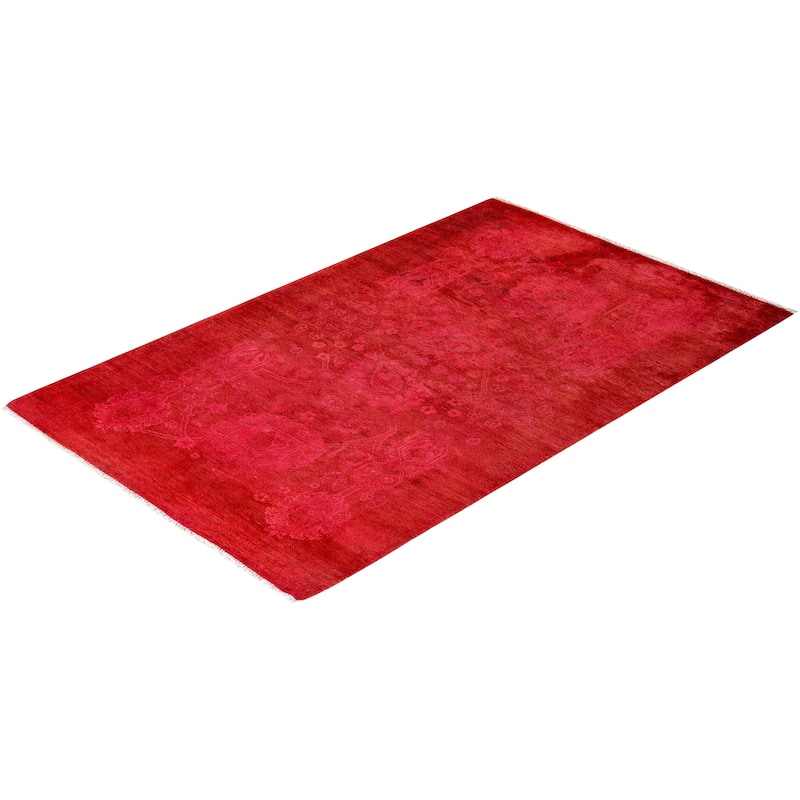 Overton Hand Knotted Wool Vintage Inspired Modern Contemporary Overdyed Pink Area Rug - 3' 3" x 5' 0"