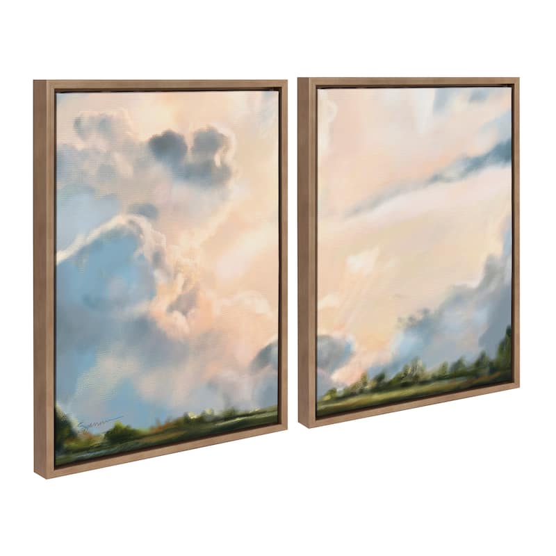 Kate and Laurel Sylvie Clouds Framed Canvas Set by Mary Sparrow