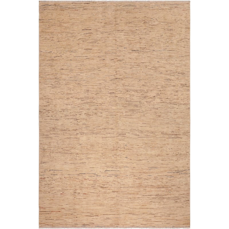 Boho Earthline Gabbeh Hand Knotted Wool Area Rug - 7'9'' x 9'6'' - Beige/Blue/Brown/Tan