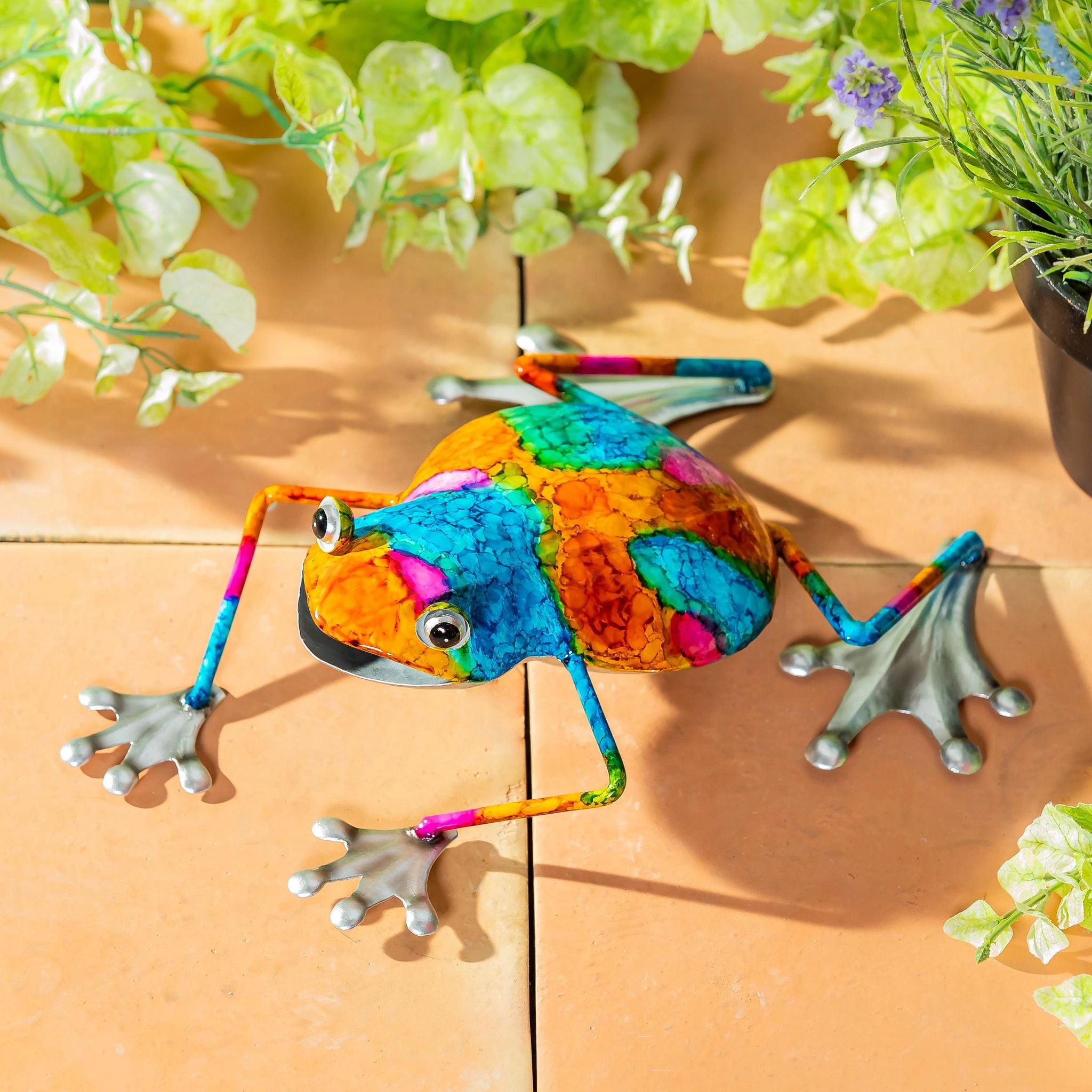 Metal Gradient Frog Garden Statue, 5"H