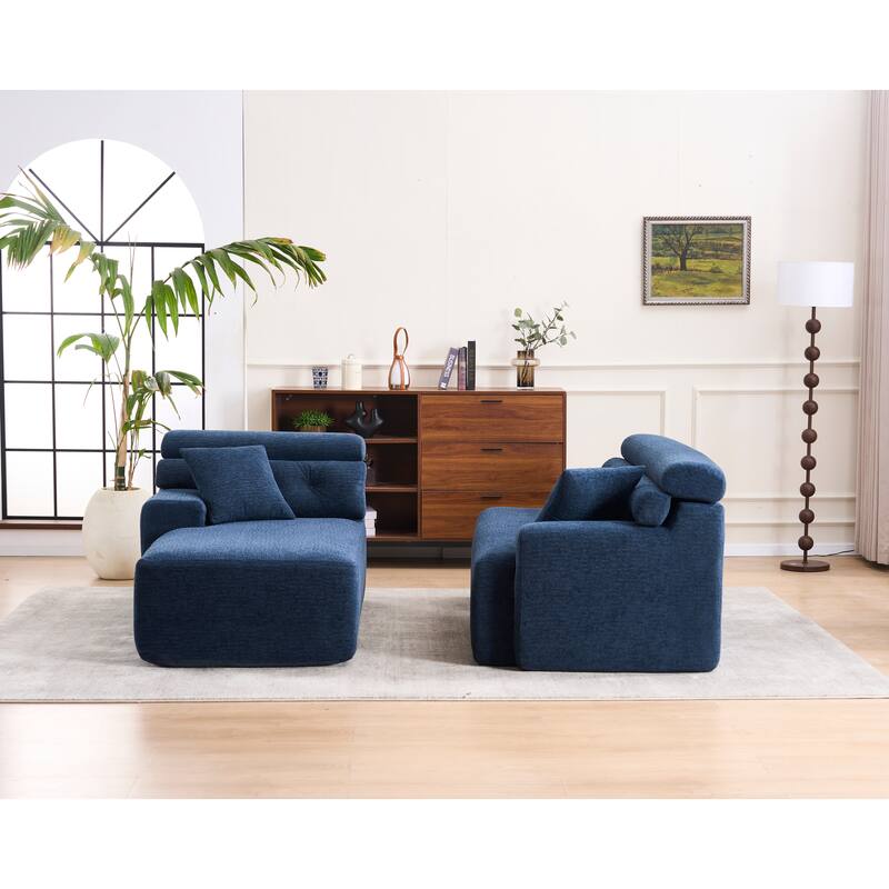 105" Chenille Sectional Sofa with Chaise Lounge & 2 Pillows