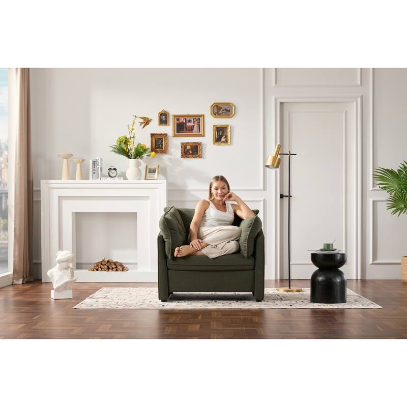 Modern Style Chenille Oversized Armchair Accent Chair Single Sofa Lounge Chair for Living Room, Bedroom - Green