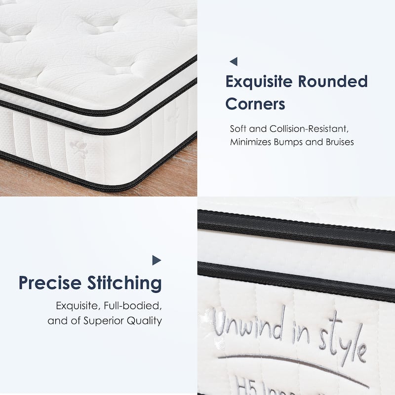 12 Inch Hybrid Medium Firm Mattress Individually Pocketed Innerspring（Twin/Full/Queen/King）