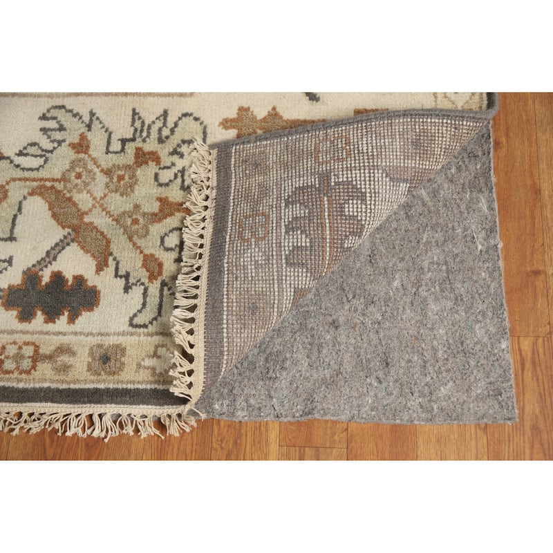 Dark Gray Floral Oushak Indian Area Rug Handmade Wool Carpet - 7'11" x 10'0"