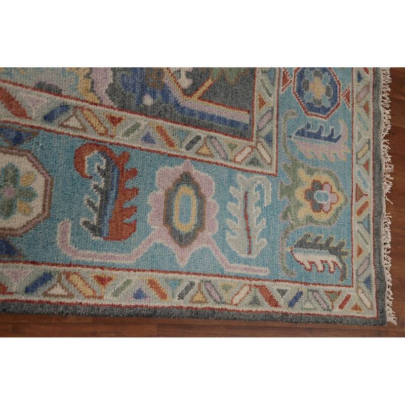 Gray Floral Oushak Oriental Area Rug Wool Carpet - 7'9"x 9'11"