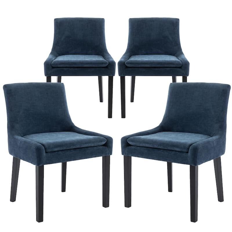 Mid-Century Modern Corduroy Upholstered Dining Chairs with Solid Wood Legs,Set of 2/4/6 - Set of 4 - Blue