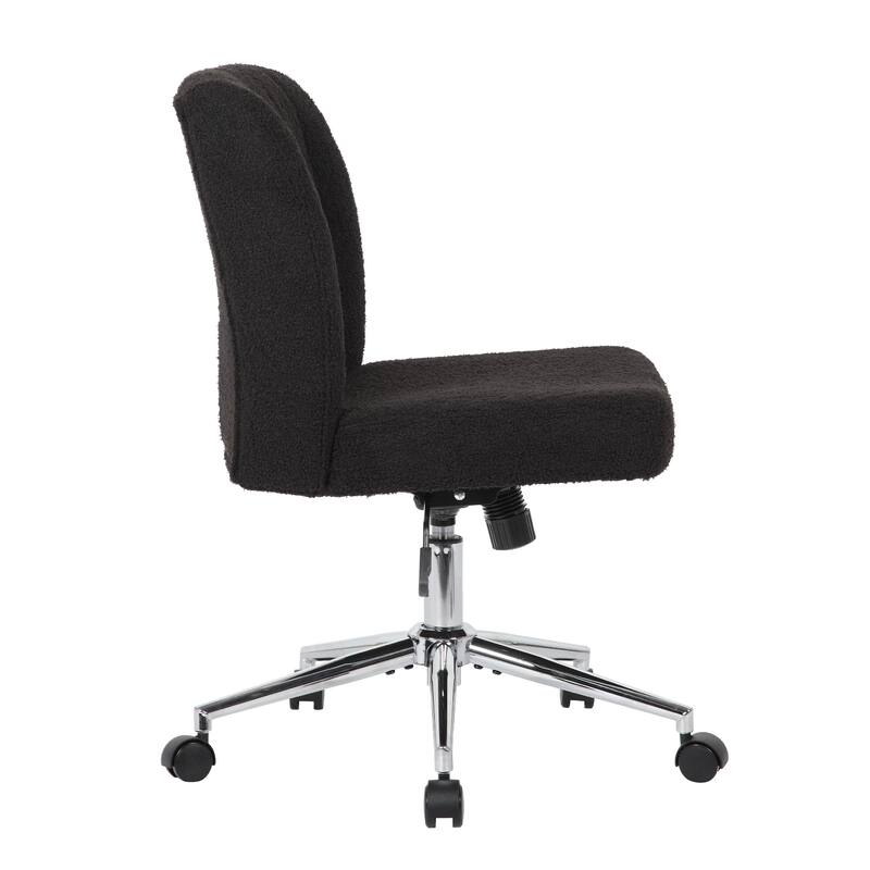 Rio Adjustable Height Office Chair, Black Boucle, Chrome, Nylon Casters