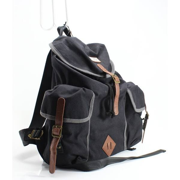 Shop Steve Madden New Black Canvas Men S Drawcord Utility Backpack Bag Overstock 21179444