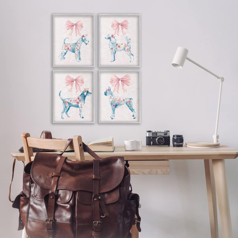 Stupell Chic Stylish Pastel Dogs Framed Giclee Art Design By Carol Robinson (Set of 4)