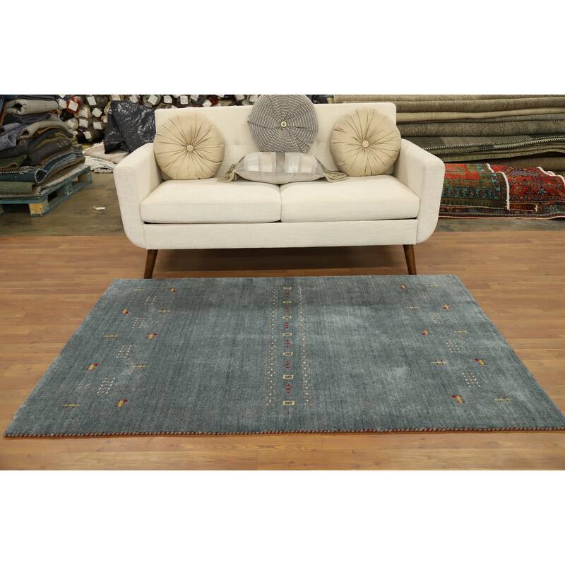 Hand Knotted Oriental 100% Wool Carpet Tribal Animal Pictorial Greys & Charcoal Gabbeh Area Rug - 6' 1'' X 4' 1''
