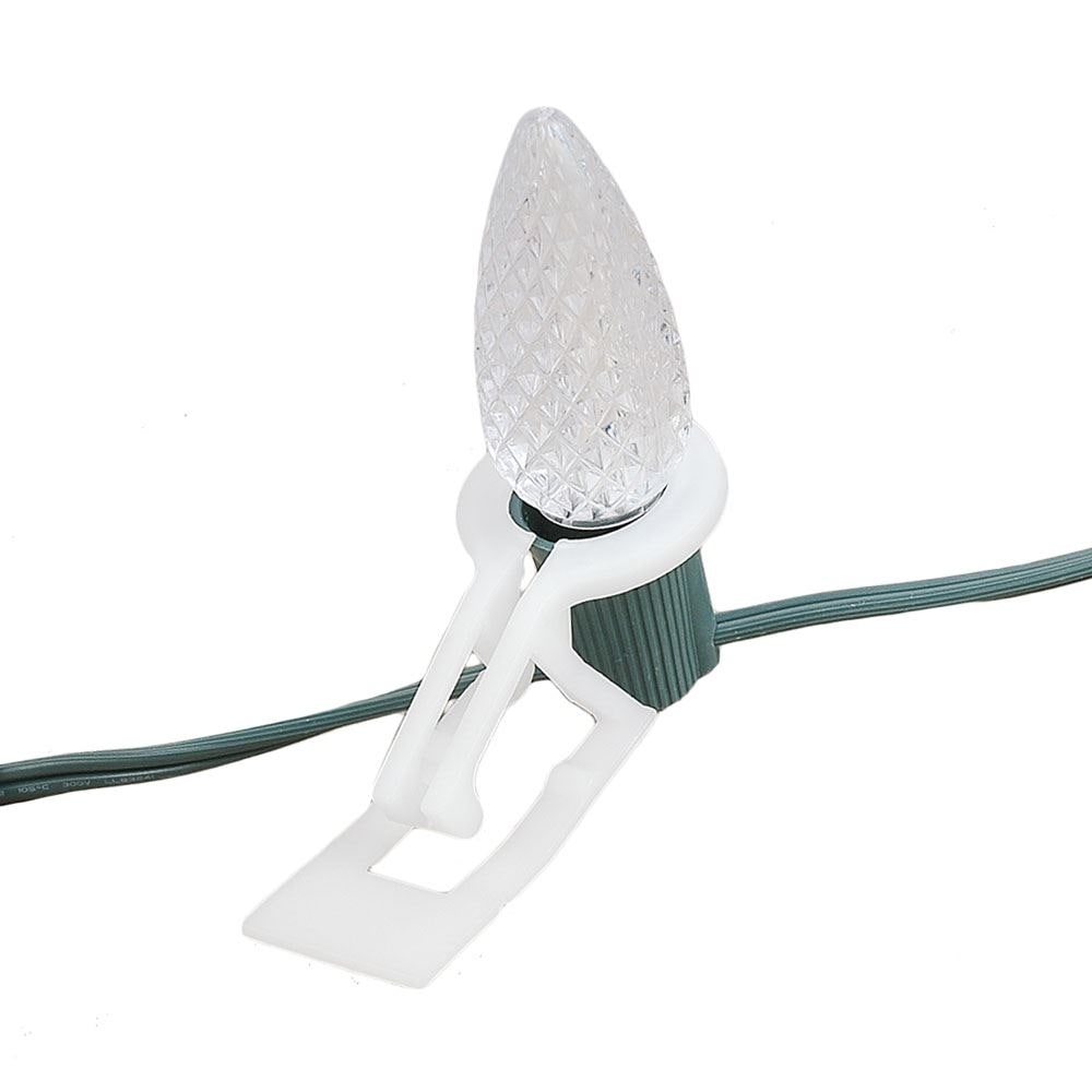 Novelty Lights C9 Tuff Flex Clips, 100 Pack - White