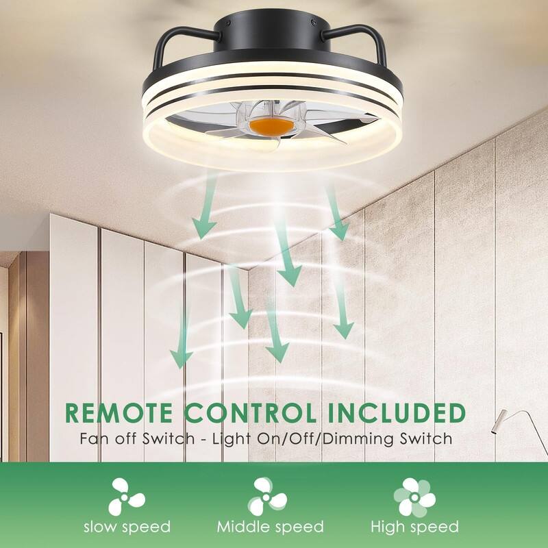 Low Profile Ceiling Fan with Light - Modern Flush Mount Ceiling Fan