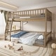 preview thumbnail 1 of 12, Full XL over Queen Size Bunk Bed with Ladder, Wood Bed with Full-Length Guardrails Walnut