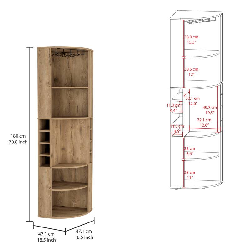 Hasselt Kitchen Pantry, Double Door, Six Shelves -Light Pine