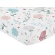 preview thumbnail 3 of 4, Pop Floral Rose Flowers Girl Fitted Crib Sheet - Blush Pink Teal Turquoise Aqua Blue Grey Flower Boho Shabby Chic Watercolor