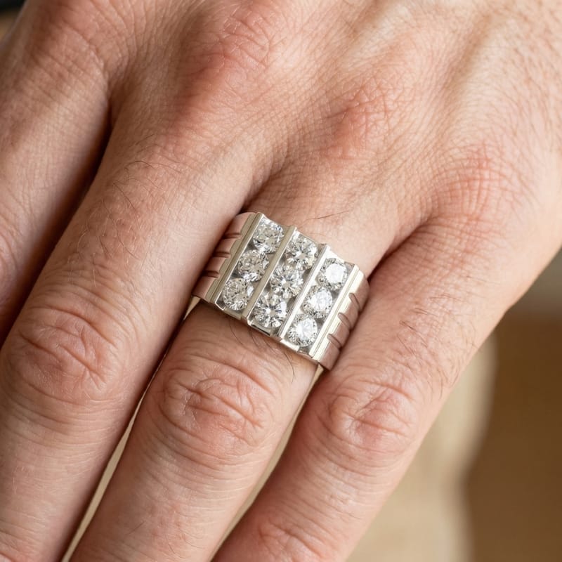 Bliss Diamond 2 1/2Ct Diamond Ring Men's Anniversary Wedding Band Gold Lab Grown