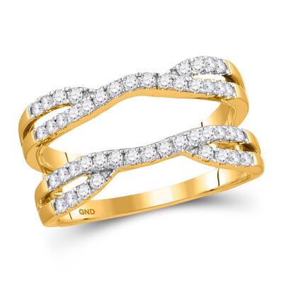 14k Yellow Gold Womens Round Diamond Wedding Solitaire Enhancer Ring (Wedding Band 1/2 Cttw ,I1-I2 Clarity ,G-H Color)