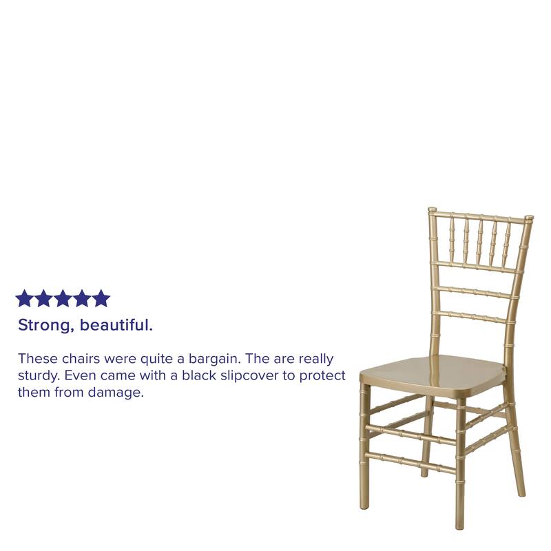 2 Pack Gold Resin Stacking Chiavari Chair - 15"W x 18.75"D x 35"H - 15"W x 18.75"D x 35"H