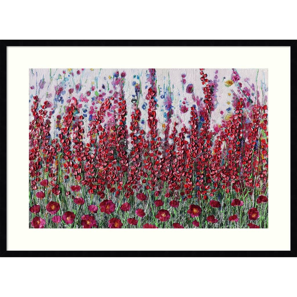 Light Pink Garden by Donatella Marraoni Wood Framed Wall Art Print - Svelte Noir Black