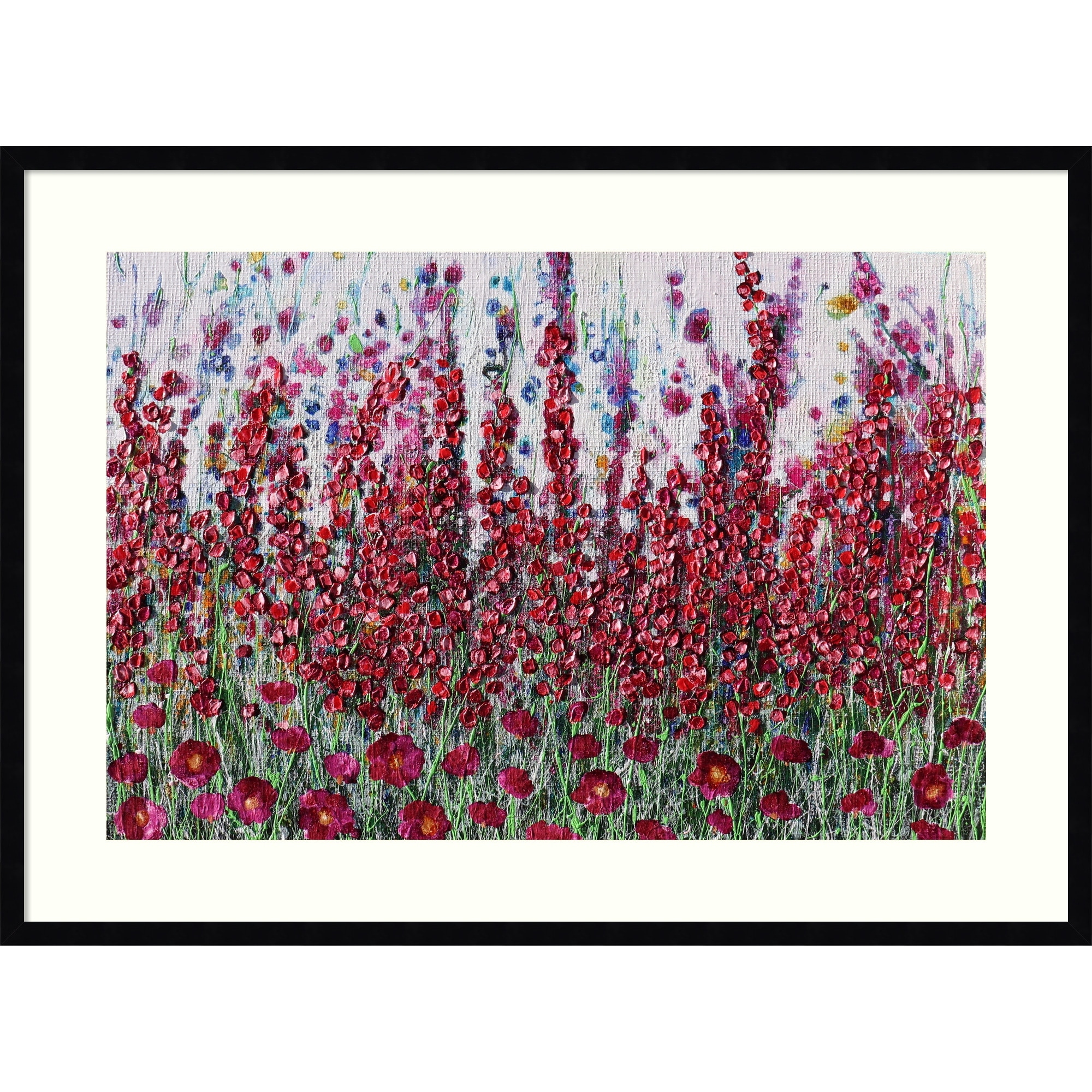Light Pink Garden by Donatella Marraoni Wood Framed Wall Art Print - Svelte Noir Black