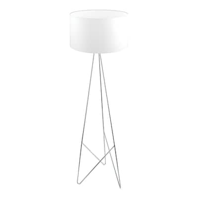 Eglo Camporale 1-Light Chrome Floor Lamp with White Fabric