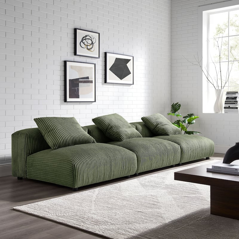 Solace 3-Piece Modular Corduroy Upholstered Sofa - Fern