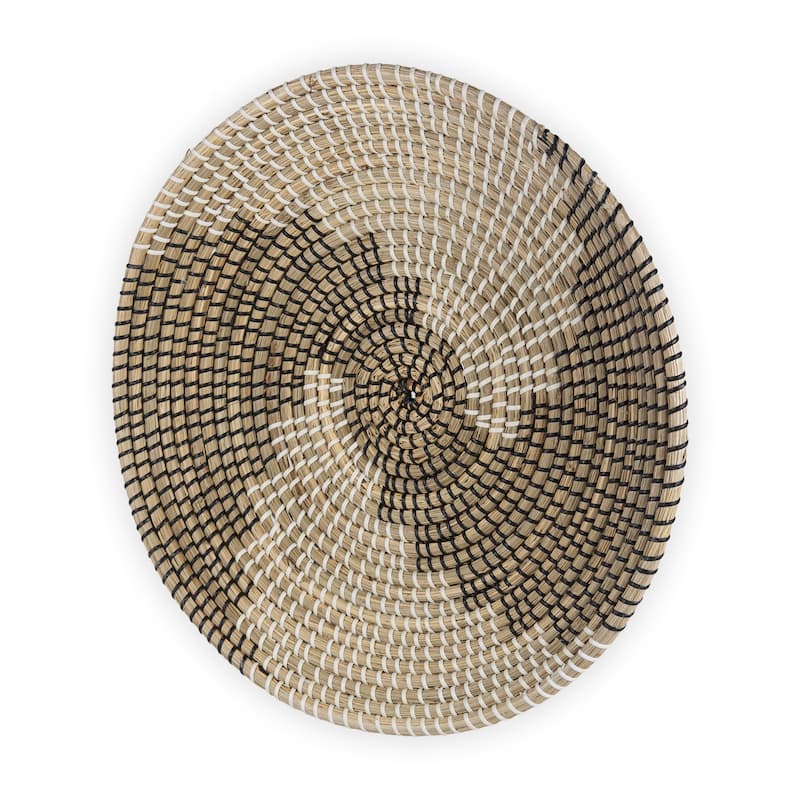 Luna Light Brown Seagrass Round Wall Hanging Plate (Large) - Light Brown