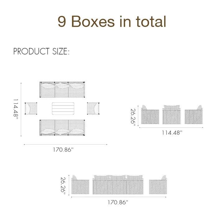 PURPLE LEAF Santorini 4-13 Piece Khaki Sofa with Ottoman and Cushion for Poolside Garden Couch Outdoor Patio Conversation Sets
