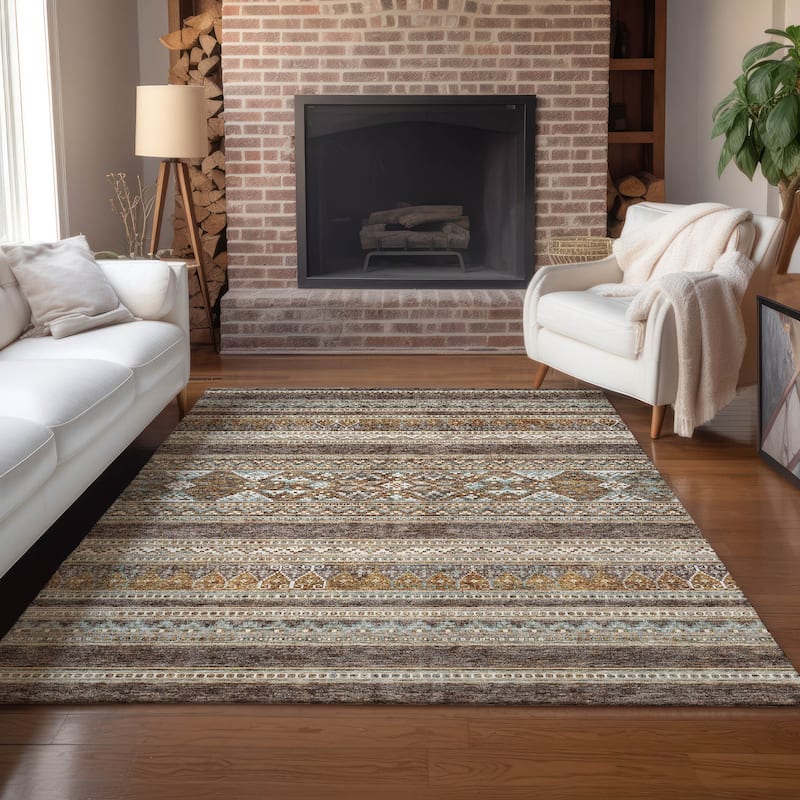 Machine Washable Indoor/ Outdoor Chantille Tribal Boho Rug