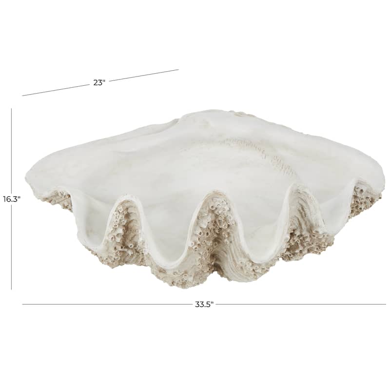 White Polystone Large Textured Shell Decorative Sculpture