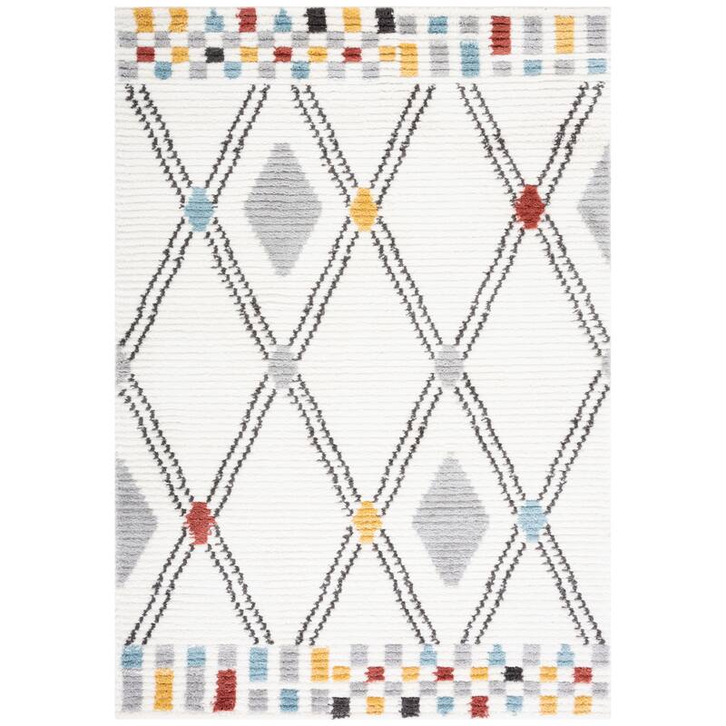 SAFAVIEH Marrakech Kathlyn Moroccan Boho Tribal Rug - 6'7" Square - Ivory/Grey