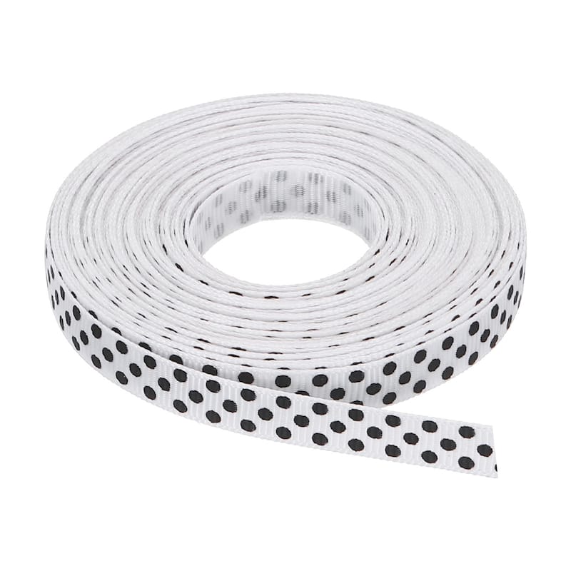 Grosgrain Ribbons White with Black Dots Bow Decoration