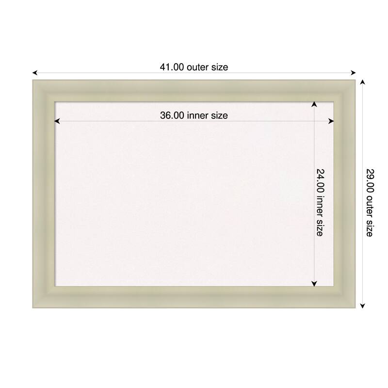 Oliver Warm Silver Wood Framed Cork Board - Bulletin Board, Organization Board, Pin Board - White - 41 x 29 in