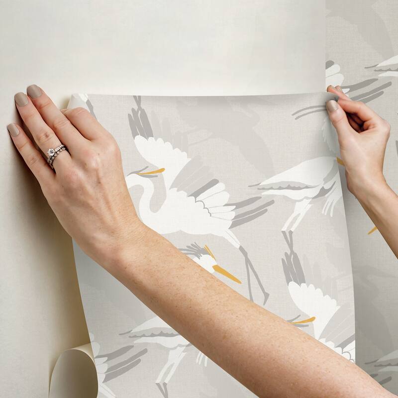 NuWallpaper Coastal Wings Taupe Peel and Stick Wallpaper - N/A