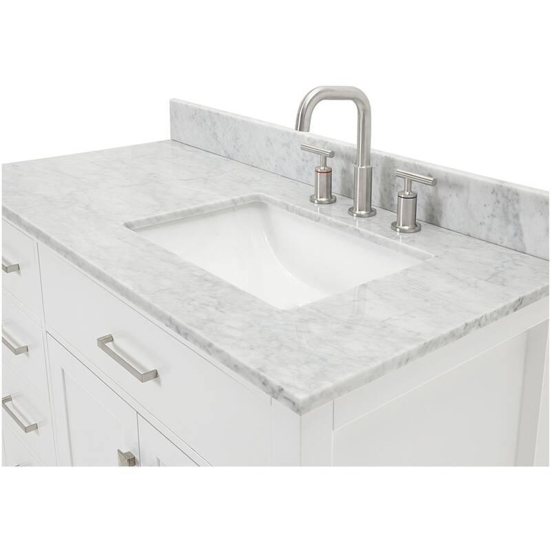 Ariel H043SRCW2RVO Bristol 42" Thick Carrara Marble Vanity Top