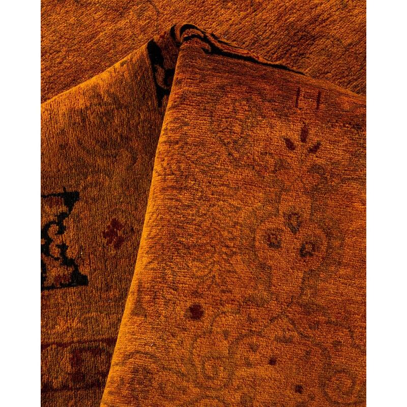 Overton Hand Knotted Wool Vintage Inspired Modern Contemporary Overdyed Gold Area Rug - 6' 1" x 14' 6"