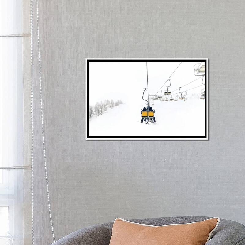 iCanvas "Yellow Ski Lift" by Karen Mandau Framed Canvas Print