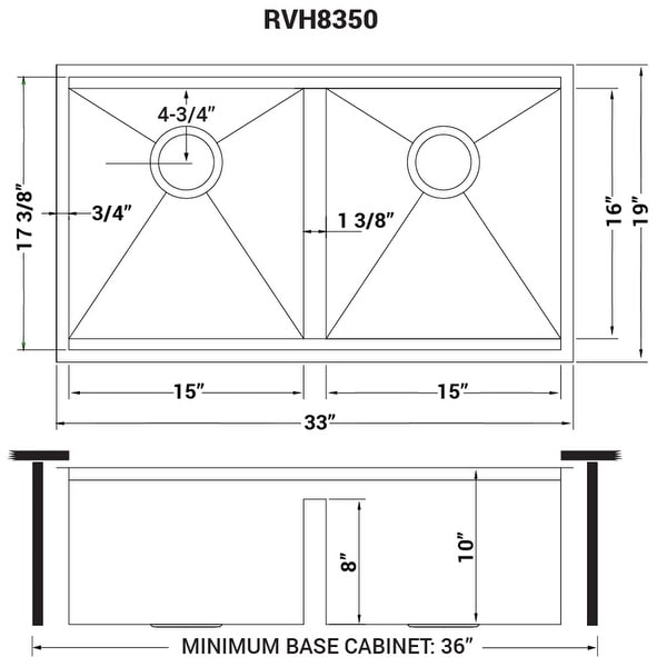 Ruvati 33-inch Workstation Ledge 50/50 Double Bowl Undermount 16 Gauge Stainless Steel Kitchen Sink - RVH8350