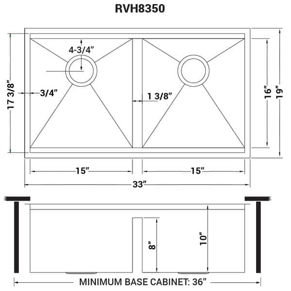 Ruvati 33-inch Workstation Ledge 50/50 Double Bowl Undermount 16 Gauge Stainless Steel Kitchen Sink -