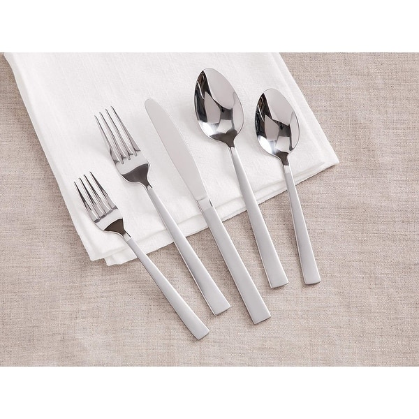 20 Piece Silverware Flatware Set Stainless Steel Utensils Cutlery Set - Service for 4 - Dishwasher Safe - Lotus - Silver