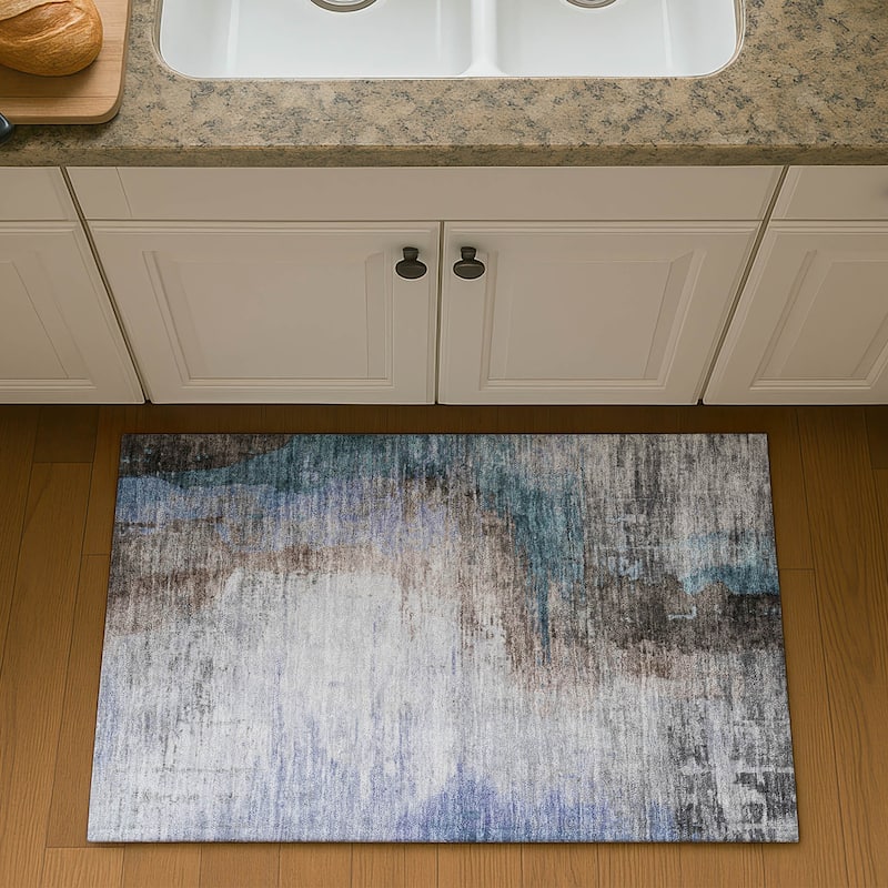 Premium Washable Super Soft Abstract Soid Mayfield Rug - Brown - 1'8" x 2'6"