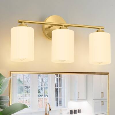 Gold Bathroom Light Fixtures,Bathroom Light Over Mirror,3-Light Brass Vanity Lights